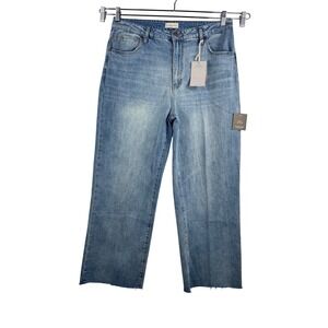 Oliver Logan Aberdeen High Rise Raw Hem Jeans wide leg boho preppy 90s sz 34